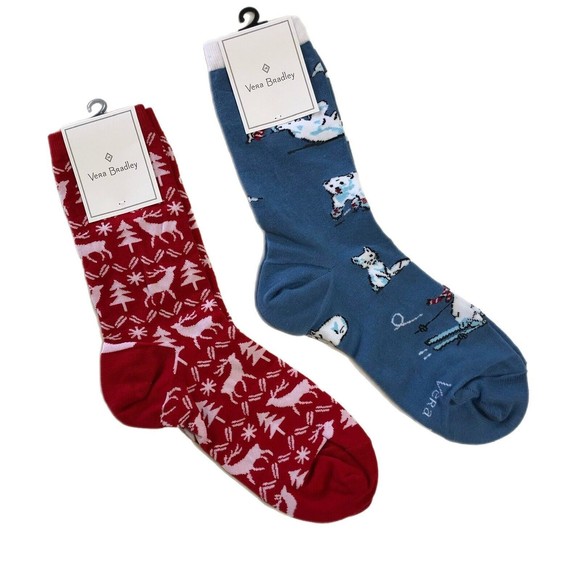 Vera Bradley Accessories - Vera Bradley Sock Lot in Reindeer Intarsia Red and Beary Merry Cool Blue